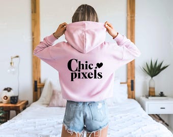 Maqueta de sudadera con capucha rosa claro Gildan 18500 (parte trasera) G185 (parte trasera rosa claro), maqueta de sudadera con capucha rosa claro Gildan (parte trasera), maqueta de modelo