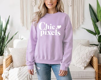 Maqueta de sudadera Comfort Colors 1566 Orchid, maqueta de sudadera Comfort Colors CC1566 Orchid, maqueta de modelo, maqueta de moda morada