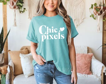 Comfort Colors C1717 Seafoam Shirt Mockup, CC1717 Seafoam T-Shirt Mockup Model Mockup Trendy Mockup Comfort Colors Green TShirt Boho Mockup
