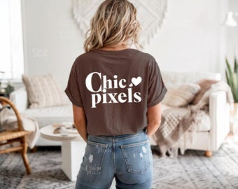 Bella Canvas 3001 Brown Heather Back of Shirt Mockup Bella+Canvas Heather Brown Tshirt Back Mockup Oversized Trendy Tee Model Mockup