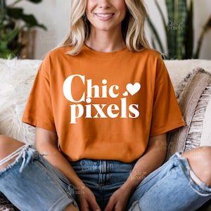 Bella Canvas 3001 Burnt Orange Mockup Bella+Canvas Burnt Orange Tshirt Mockup 3001 Oversized T-Shirt Mockup Trendy Mockup Model Mockup