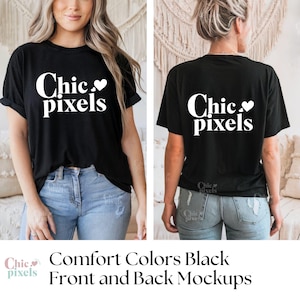 Comfort Colors C1717 Black Shirt Front and Back Mockup Bundle, CC1717 Black T-Shirt Mockup Front and Back Bundle Comfort Colors Black Shirt