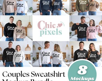Couples Sweatshirt Mockup Bundle, Man and Woman Mockup Bundle Gildan 18000 Sweatshirts For Couples Mockup, Family Mockup Multi Color Mockups