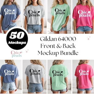 Gildan 64000 Tshirt Front and Back Mockup Bundle G640 Mockup Bundle Front & Back of Shirt New Shop T-Shirt Model Minimal Mockup Bundle