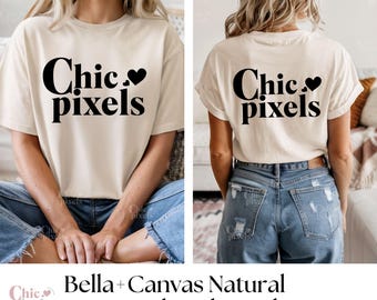 Bella Canvas 3001 Natural Front & Back of Shirt Mockup Bundle Bella+Canvas Natural Tshirt Back Mockup Bundle Trendy Tee Model Mock