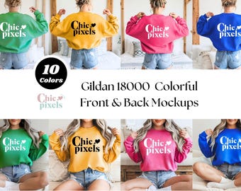 Gildan 18000 Sweatshirt Front & Back Mockup Bundle, G180 Mockup Bundle Front and Back, Back of Sweatshirt, New Shop Mockup Bundle