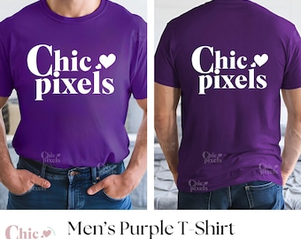 Men's Gildan 64000 Purple T-Shirt Front & Back Mockup Bundle G640 Purple Tshirt Back Mockup, Front and Back Shirt Male Mockups