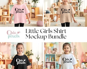 Kids T-Shirt Mockup Bundle Gildan 5000b Shirt Little Girl Mockup Youth Mockup Kids Tshirt Mockup Toddler Girl Mockup Family Shirt