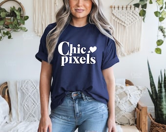 Comfort Colors C1717 Navy Shirt Mockup, CC1717 Navy Blue T-Shirt Mockup Model Mockup Trendy Mockup Comfort Colors Navy TShirt Boho Mockup