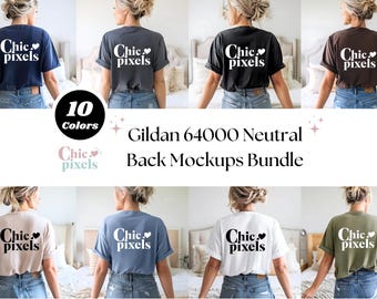 Gildan 64000 T-Shirt Back Mockup Bundle, G640 Mockup Bundle, Back of Shirt, New Shop Mockup Bundle Tshirt Back Mockups, Neutral Color Mockup