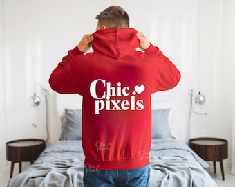Red Gildan 18500 Hoodie Back Mockup For Men, 18500 Mockup Man Back Red Hoodie Mockup G185 Red Mockup Male Mockup Guys Hoodie