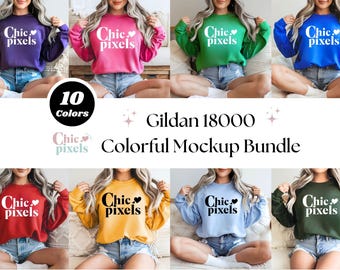 Gildan 18000 Sweatshirt Mockup Bundle, G180 Mockup Bundle, Gildan Sweatshirt, New Store Mockup Bundle, Model Mockups, Boho Mockup Bundle
