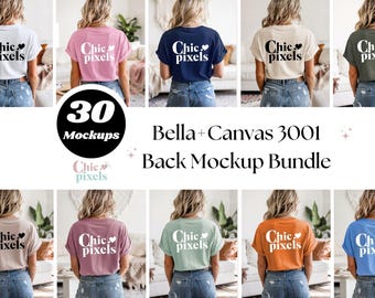 Bella Canvas 3001 Tshirt Back Mockup Bundle Bella+Canvas 3001 Back of Shirt Mockup Bundle Back New Shop Trendy Tee T-Shirt Model Mockup