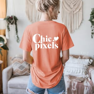 Comfort Colors C1717 Terracotta Back of Shirt Mockup CC1717 Terracotta T-Shirt Back Mockup Model Mockup Trendy Comfort Colors Terracotta