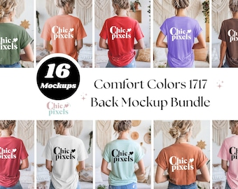 Comfort Colors C1717 Back of Shirt Mockup Bundle CC1717 T-Shirt Back Mockup Bundle Model Mockup Trendy Comfort Colors Shirt Back Bundle