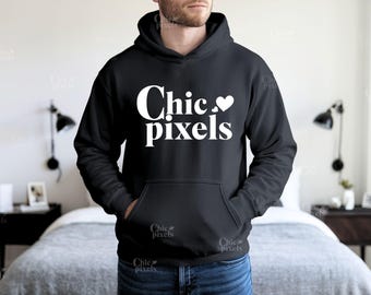 Black Gildan 18500 Hoodie Mockup For Men, 18500 Mockup Men Black Hoodie G185 Male Mockup Guys Black Hoodie No String Hoodie Mockup