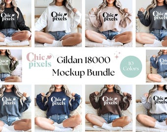 Paquete de maquetas de sudadera Gildan 18000, paquete de maquetas G180, sudadera Gildan, paquete de maquetas de tienda nueva, maquetas de modelos, paquete de maquetas boho