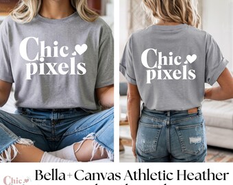 Bella Canvas 3001 Athletic Heather Front & Back of Shirt Mockup Bundle Bella+Canvas Athletic Heather Tshirt Back Mockup Bundle Trendy Tee