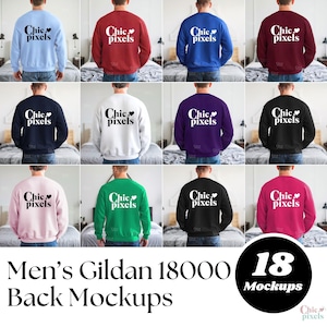Men&#39;s Gildan 18000 Back of Sweatshirt Mockup Bundle G180 Mockup Bundle Men&#39;s Sweatshirt Back Mockups New Shop Bundle Male Mockup Bundle