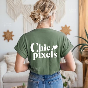 Comfort Colors C1717 Moss Back of Shirt Mockup CC1717 Moss Green T-Shirt Back Mockup Model Mockup Trendy Comfort Colors Moss TShirt