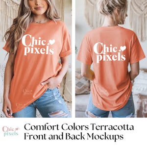 Comfort Colors C1717 Terracotta Shirt Front and Back Mockup Bundle, CC1717 Terracotta T-Shirt Mockup Front and Back Bundle Terracotta
