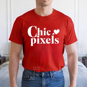 Men&#39;s Gildan 64000 Red T-Shirt Mockup G640 Red Mockup For Men&#39;s Tshirt Mockup Mens Red Shirt Trendy Mockup Model Mockup Male Mockup