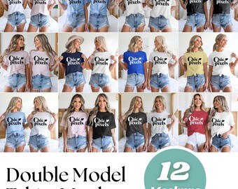 Paquete de maquetas grupales, paquete de maquetas de varias camisetas, maqueta de mejores amigas, maqueta de camisetas de despedida de soltera, camiseta de viaje de chicas, Gildan 64000, dos modelos