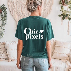 Comfort Colors C1717 Blue Spruce Back of Shirt Mockup CC1717 Blue Spruce T-Shirt Back Model Mockup Trendy Comfort Colors Blue Spruce TShirt