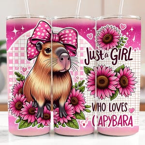 Just A Girl Who Loves Capybara Tumbler Wrap, 20oz Skinny Tumbler Wrap PNG, Funny Capybara Tumbler Wrap PNG, Sublimation Tumbler Design