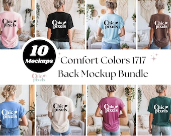 Comfort Colors C1717 Back of Shirt Mockup Bundle CC1717 T-Shirt Back Mockup Bundle Model Mockup Trendy Comfort Colors Shirt Back Bundle