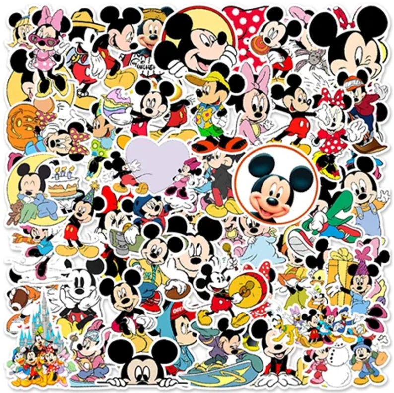 Mickey Sticker Size Mickey Mouse & Friends Waterproof Vinyl Stickers (24 Pieces) - Etsy