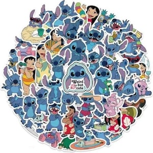 24 Pieces Cute Cartoon Stitch Waterproof Vinyl Stickers Pack for Laptop, Bottle, Luggage, Skateboard, and DIY Decoration