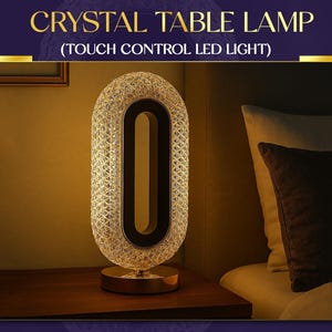 Modern Crystal LED Table Lamp – Touch Control, 3 Light Modes, USB Rechargeable Night Lamp