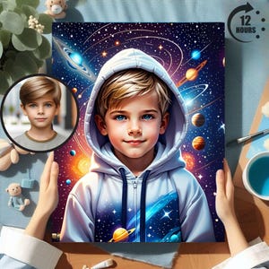 Personalized Astronaut Kid Portraits, Astronaut Kid Portrait, Custom Astronaut Kid Portrait, Astronaut kid gifts for Birthday, Astronaut Kid