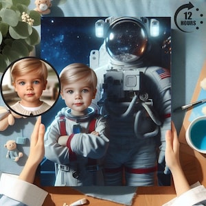 Personalized Astronaut Kid Portraits, Astronaut Kid Portrait, Custom Astronaut Kid Portrait, Astronaut kid gifts for Birthday, Astronaut Kid