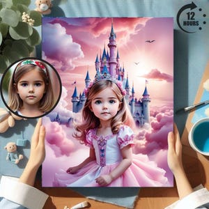 Personalized Princess and Unicorn Portrait: Custom Digital Fairytale Art