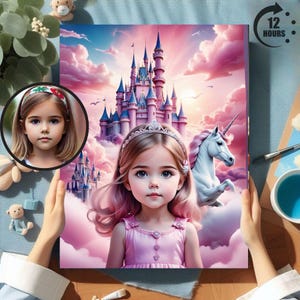 Personalized Princess Unicorn Portrait: Custom Fairytale Gift (Digital Download)
