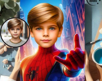 Personalized Spider-Man Portrait: Custom Superhero Gift (Digital Download)