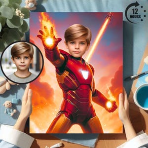 Personalized Iron Man Superhero Portrait,Iron Man Portrait,Personalized Superhero Portrait,Get Your Own Superhero Portrait From Your Photo