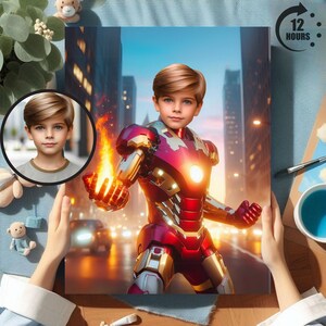 Personalized Iron Man Superhero Portrait,Iron Man Portrait,Personalized Superhero Portrait,Get Your Own Superhero Portrait From Your Photo