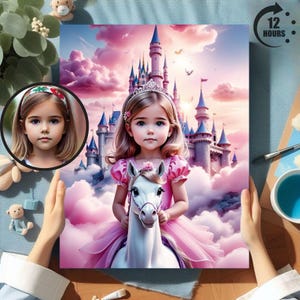 Personalized Princess Unicorn Portrait: Custom Fairytale Gift (Digital Download)