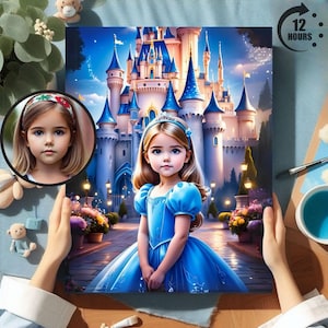 Custom Portrait Rapunzel, Personalized Rapunzel Portrait, Rapunzel Gift, Cinderella Gift Poster, Birthday Backdrop, Birthday Invitation Card