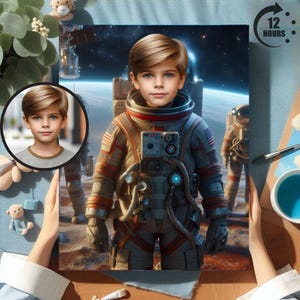 Personalized Astronaut Kid Portraits, Astronaut Kid Portrait, Custom Astronaut Kid Portrait, Astronaut kid gifts for Birthday, Astronaut Kid