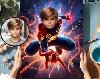 Personalized Spider-Man Portrait, Custom Superhero Gift (Digital Download)