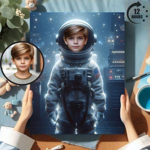 Personalized Astronaut Kid Portrait, Astronaut Kid Portrait, Custom Astronaut Kid Portrait, Astronaut kid gifts for Birthday, Astronaut Kids