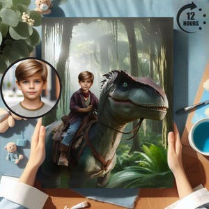 Personalized Dinosaur Portrait: Custom Jurassic Adventure Art