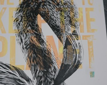 Everglades Flamingo mixed media by artist Victoria Rose Martin