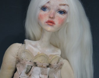 Work will not ship until August: Daisy mixed media art doll by Victoria Rose Martin