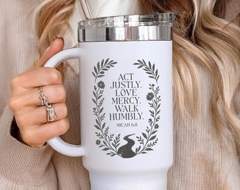 Christian 40oz Tumbler - Micah 6:8 Verse, Faith Gift