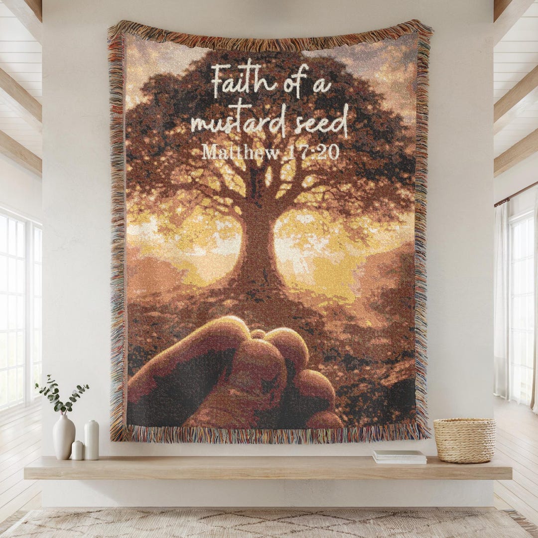 Faith of a Mustard Seed Blanket – Christian Scripture Decor, Matthew 17 ...